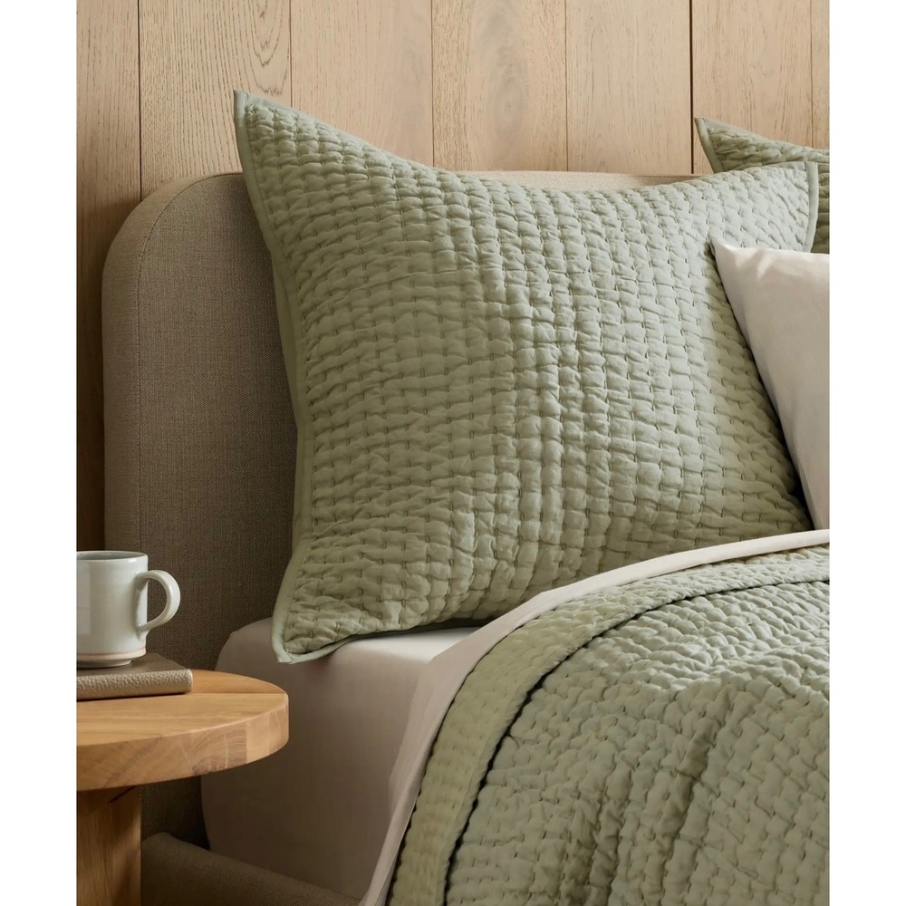 Quince European Linen Cotton Stitch Quilted Euro Shams – Willowleaf, Set of 2